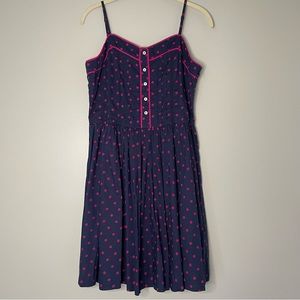 Johnnie B Pink Polka Dot Print Navy Blue Dress NWT
